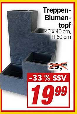 Treppen-Blumentopf 40 x 40 cm, H 60 cm