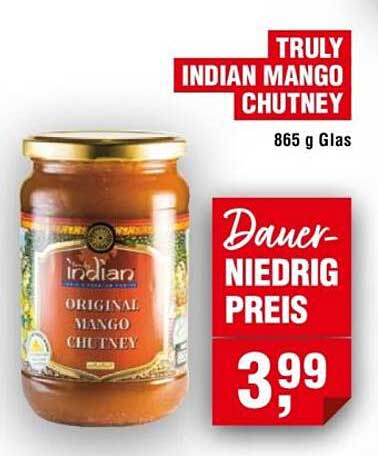TRULY INDIAN MANGO CHUTNEY 865 g Glas