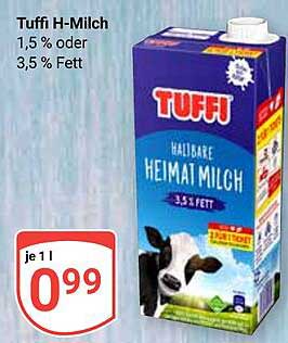 Tuffi H-Milch, 1,5 % oder 3,5 % Fett