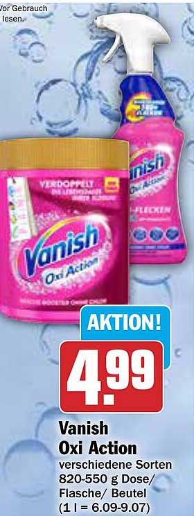 Vanish Oxi Action verschiedene Sorten 820-550 g Dose/Flasche/Beutel