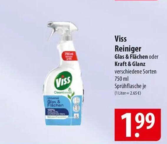 Viss Reiniger Glas & Flächen oder Kraft & Glanz 750 ml Sprühflasche je