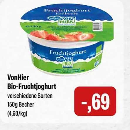 VonHier Bio-Fruchtjoghurt verschiedene Sorten 150g Becher