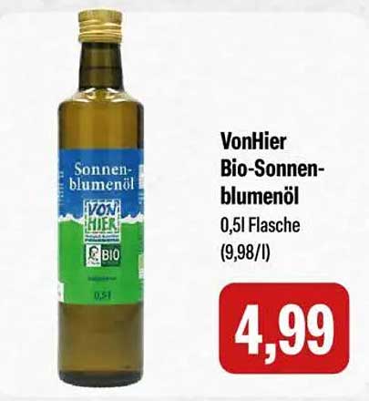 VonHier Bio-Sonnenblumenöl 0,5l Flasche