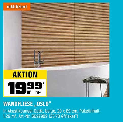 Wandfliese "Oslo" in Akustikpaneel-Optik