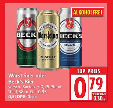 Warsteiner oder Beck’s Bier - 0,5L Dose zum Top-Preis