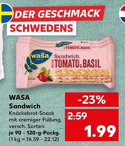 WASA Sandwich Knäckebrot-Snack mit Tomate & Basilikum
