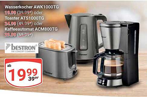 Wasserkocher AWK1000TG, Toaster ATS1000TG und Kaffeeautomat ACM800TG