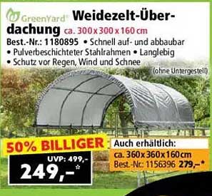 Weidezelt-Überdachung ca. 300 x 300 x 160 cm