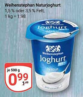 Weihenstephan Naturjoghurt 1,5 % oder 3,5 % Fett, 500 g