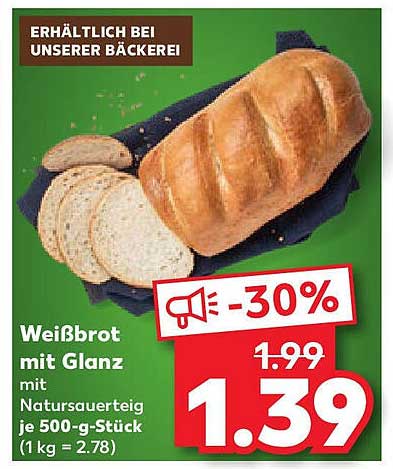 Weißbrot mit Glanz mit Natursauerteig je 500-g-Stück