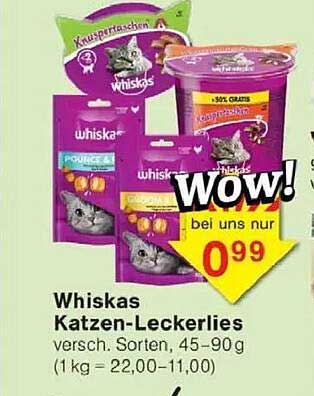 Whiskas Katzen-Leckerlies - Verschiedene Sorten, 45-90 g