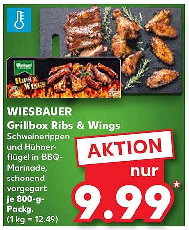 Wiesbauer Grillbox Ribs & Wings – Schweinerippen und Hühnerflügel in BBQ-Marinade