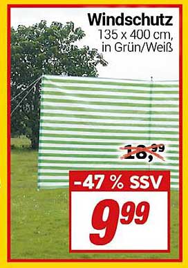 Windschutz 135 x 400 cm in Grün/Weiß