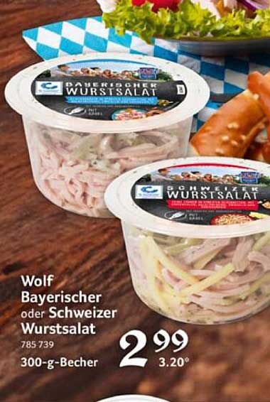 Wolf Bayerischer oder Schweizer Wurstsalat 300-g-Becher
