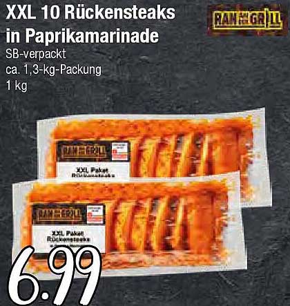 XXL 10 Rückensteaks in Paprikamarinade