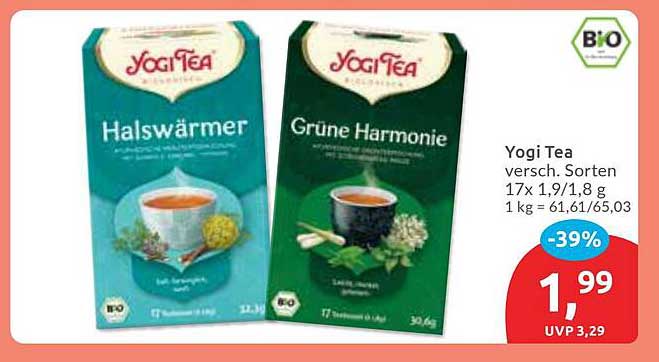 Yogi Tea Halswärmer & Grüne Harmonie 17 Beutel