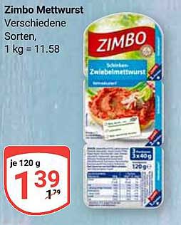 Zimbo Mettwurst – Verschiedene Sorten, 120 g