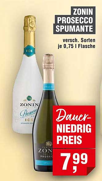 ZONIN PROSECCO SPUMANTE - Verschiedene Sorten je 0,75 l Flasche