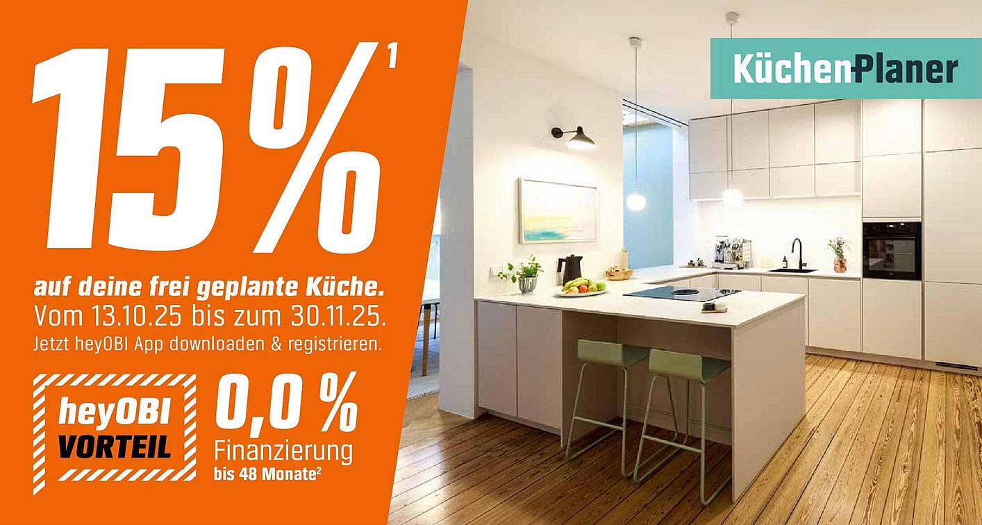 15 % Rabatt auf deine frei geplante Küche.