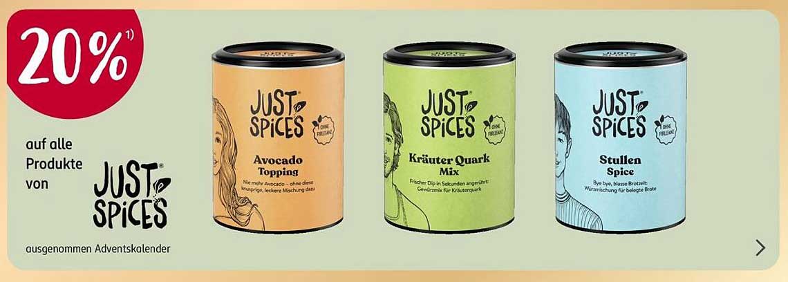 20% Rabatt auf alle Produkte von Just Spices