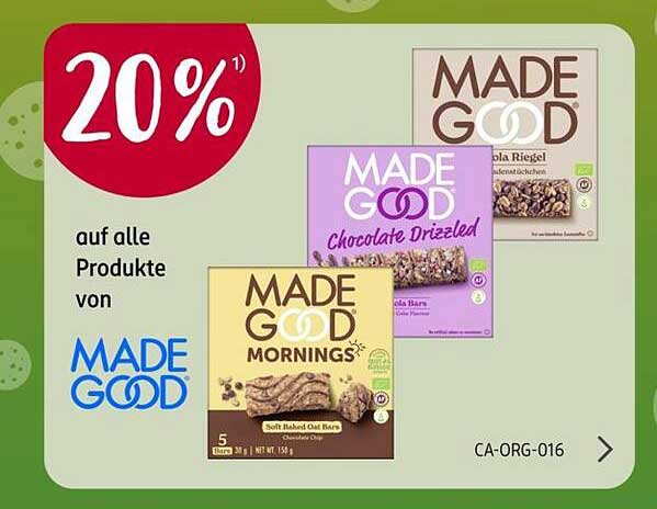20% Rabatt auf alle Produkte von MADE GOOD