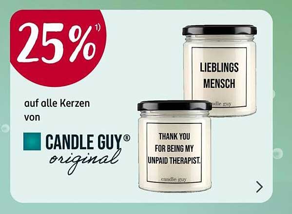 25% Rabatt auf alle Kerzen von Candle Guy