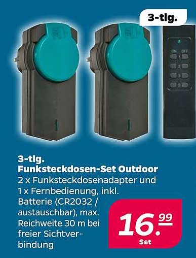 3-tlg. Funksteckdosen-Set Outdoor