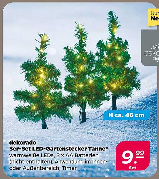 3er-Set LED-Gartenstecker Tanne
