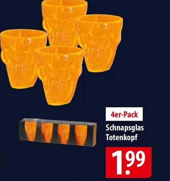 4er-Pack Schnapsglas Totenkopf