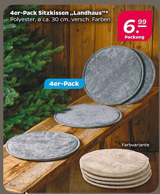 4er-Pack Sitzkissen „Landhaus“