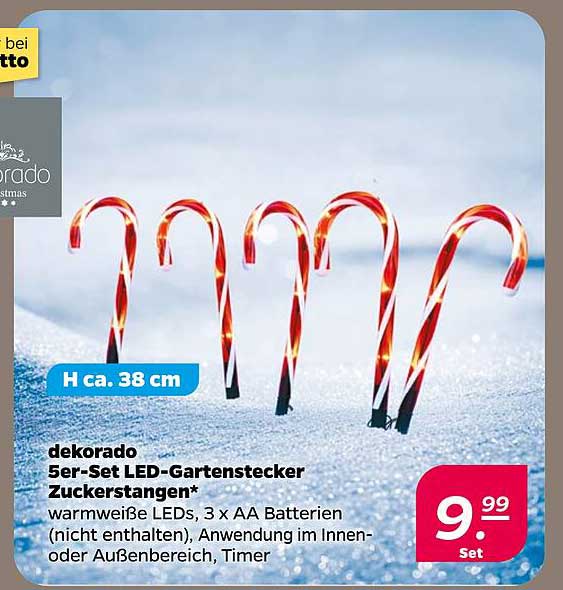 5er-Set LED-Gartenstecker Zuckerstangen
