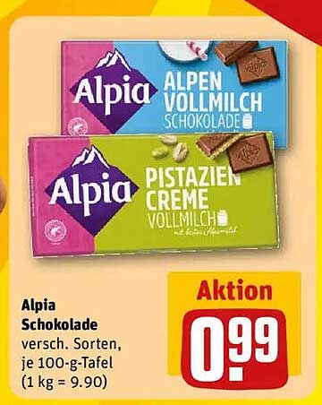 Alpia Schokolade - Verschiedene Sorten zu einem unschlagbaren Preis