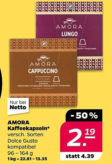 AMORA Kaffeekapseln - 50% Rabatt auf verschiedenen Sorten