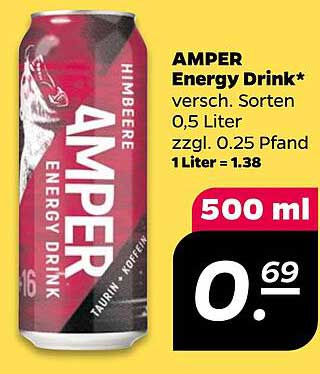 AMPER Energy Drink - Himbeere 0,5 Liter