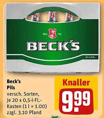 Beck's Pils – 20 x 0,5 L Flaschen im Kasten für nur 9,99 €