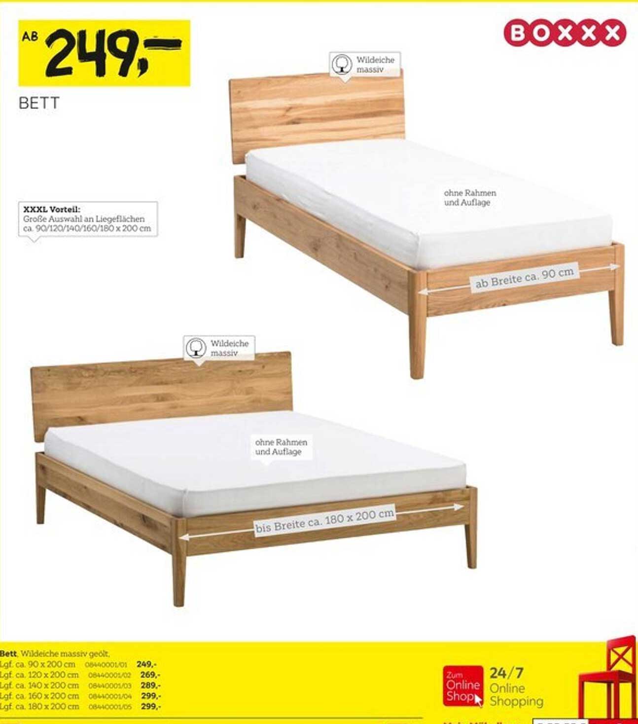 Bett aus Wildeiche massiv – Ab 249,-