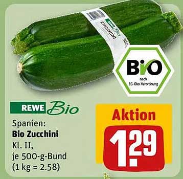Bio Zucchini Kl. II aus Spanien - Aktionspreis!