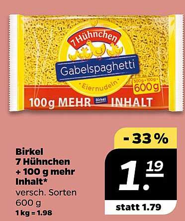 Birkel 7 Hühnchen Gabelspaghetti 600 g - Jetzt zum Sonderpreis!