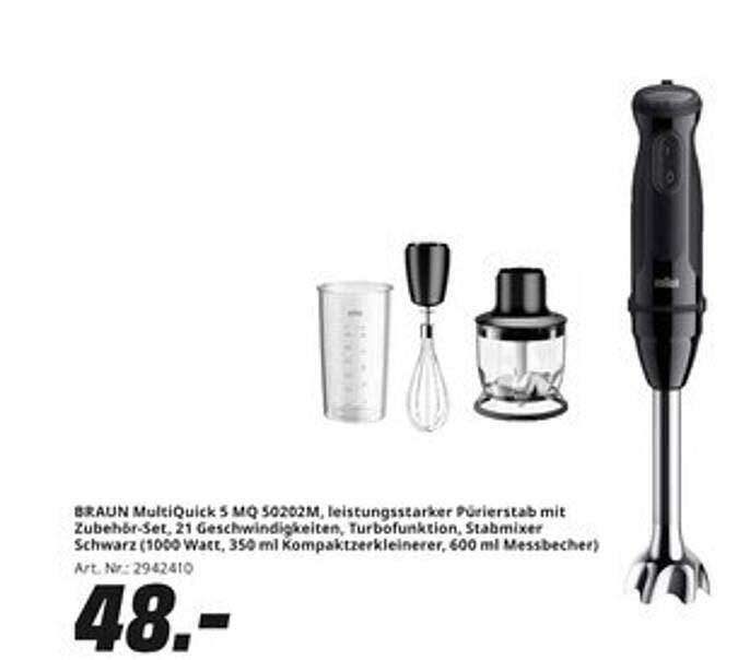 BRAUN MultiQuick 5 MQ 50202M, leistungsstarker Pürierstab mit Zubehör-Set