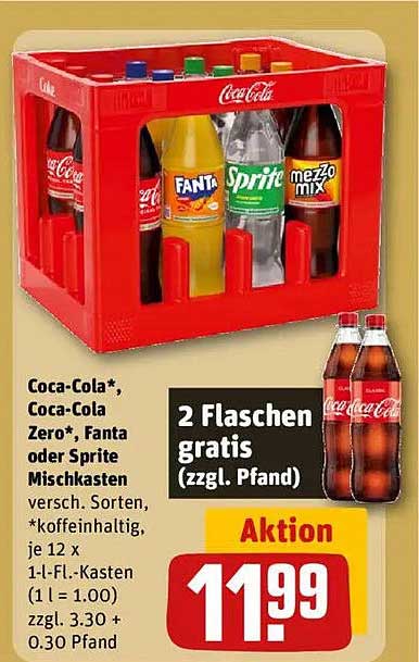 Coca-Cola*, Coca-Cola Zero*, Fanta oder Sprite Mischkasten