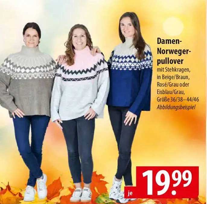 Damen-Norwegerpullover mit Stehkragen in unterschiedlichen Farben