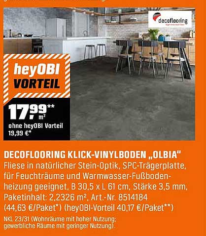 DECOFLOORING KLICK-VINYLBODEN "OLBIA"