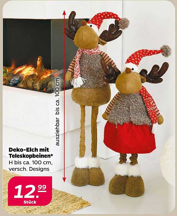 Deko-Elch mit Teleskopbeinen* H bis ca. 100 cm, versch. Designs
