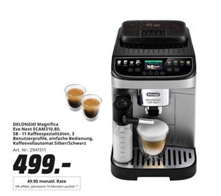 DE'LONGHI Magnifica Evo Next ECAM310.80 - Kaffeevollautomat Silber/Schwarz