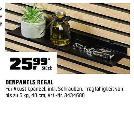 DENPANELS REGAL - Für Akustikpaneele, inkl. Schrauben, Tragfähigkeit von bis zu 5 kg, 40 cm