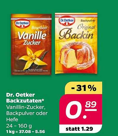 Dr. Oetker Backzutaten: Vanillin-Zucker, Backpulver oder Hefe