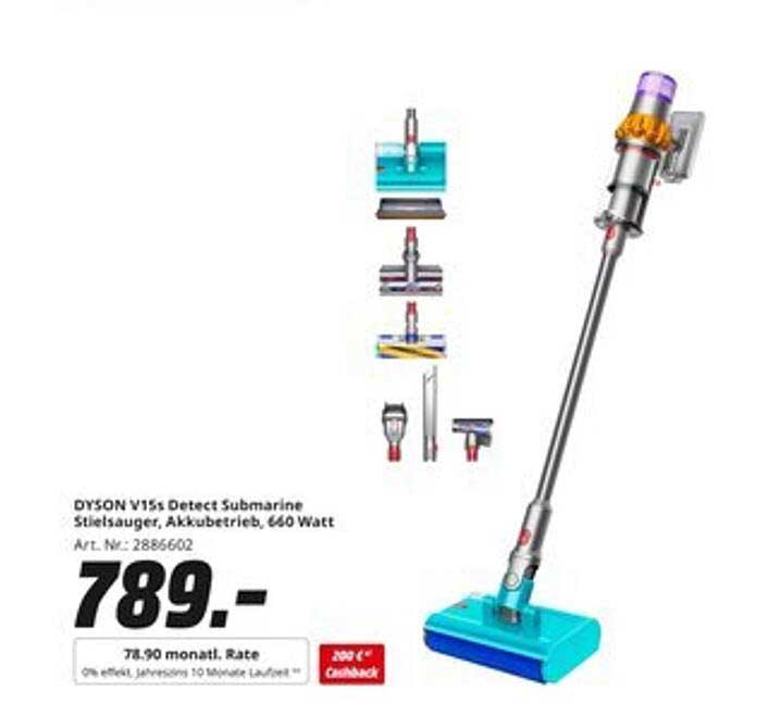 DYSON V15s Detect Submarine Stielsauger, Akku betrieben, 640 Watt