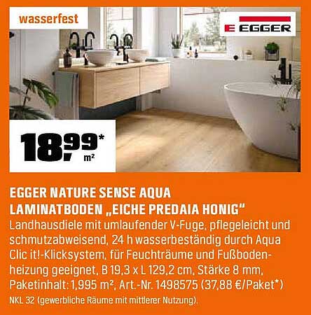 EGGER NATURE SENSE AQUA LAMINATBODEN „EICHE PREDAIA HONIG“