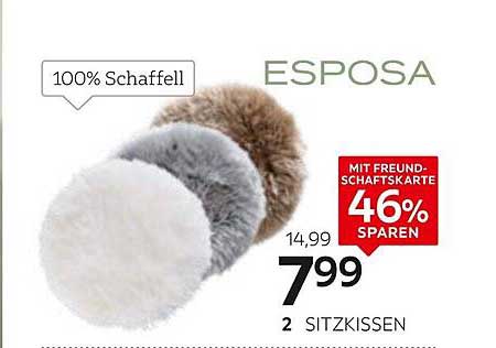 ESPOSA Sitzkissen aus 100% Schaffell