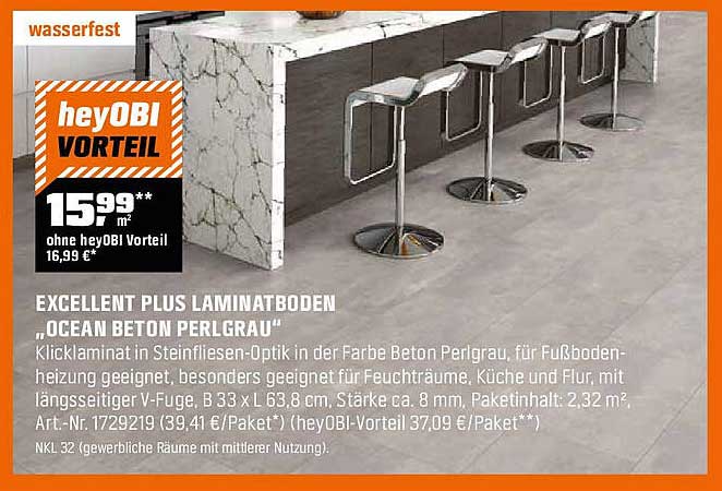 EXCELLENT PLUS LAMINATBODEN ‚OCEAN BETON PERL-GRAU‘